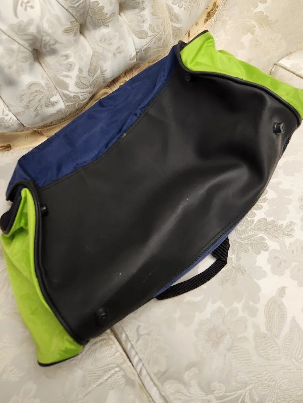Vintage Disney Channel Duffel Bag Gym Bag Navy Blue Lime Green & Black with Logo